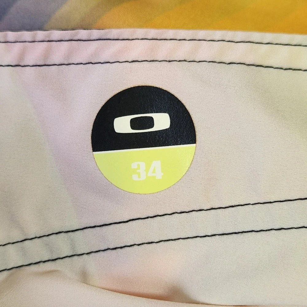 Oakley Board Shorts Mens 34 Rainbow Multi-Color Tie Front Side Pocket Swim Trunk